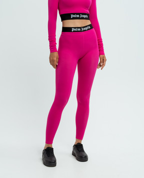 Palm Angels Pink leggings with a logo pattern PWVG016F24FAB001