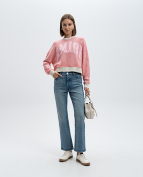 AMIRI Pink cashmere sweater with a vintage effect AWKNCW1005