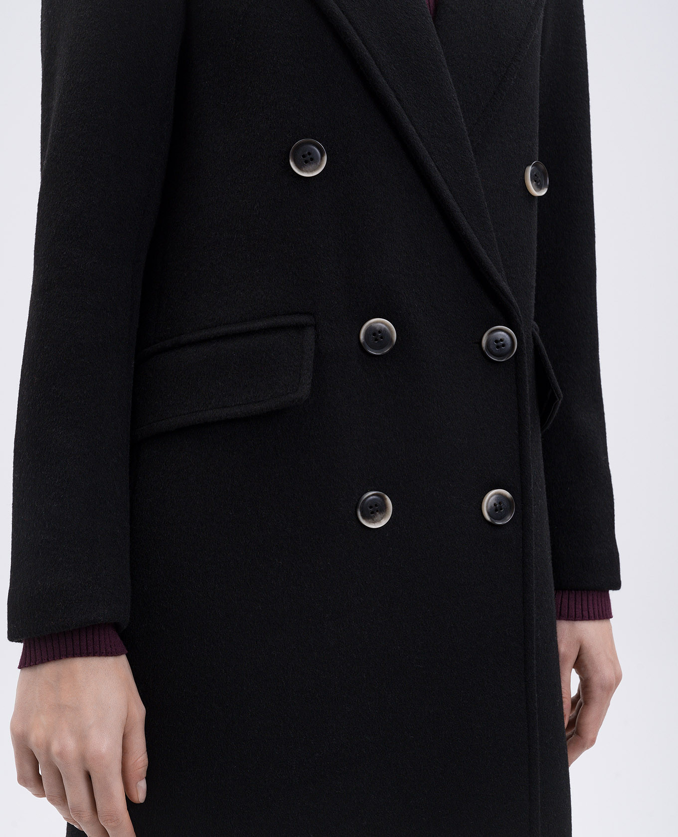 

Black double-breasted coat with wool Twinset