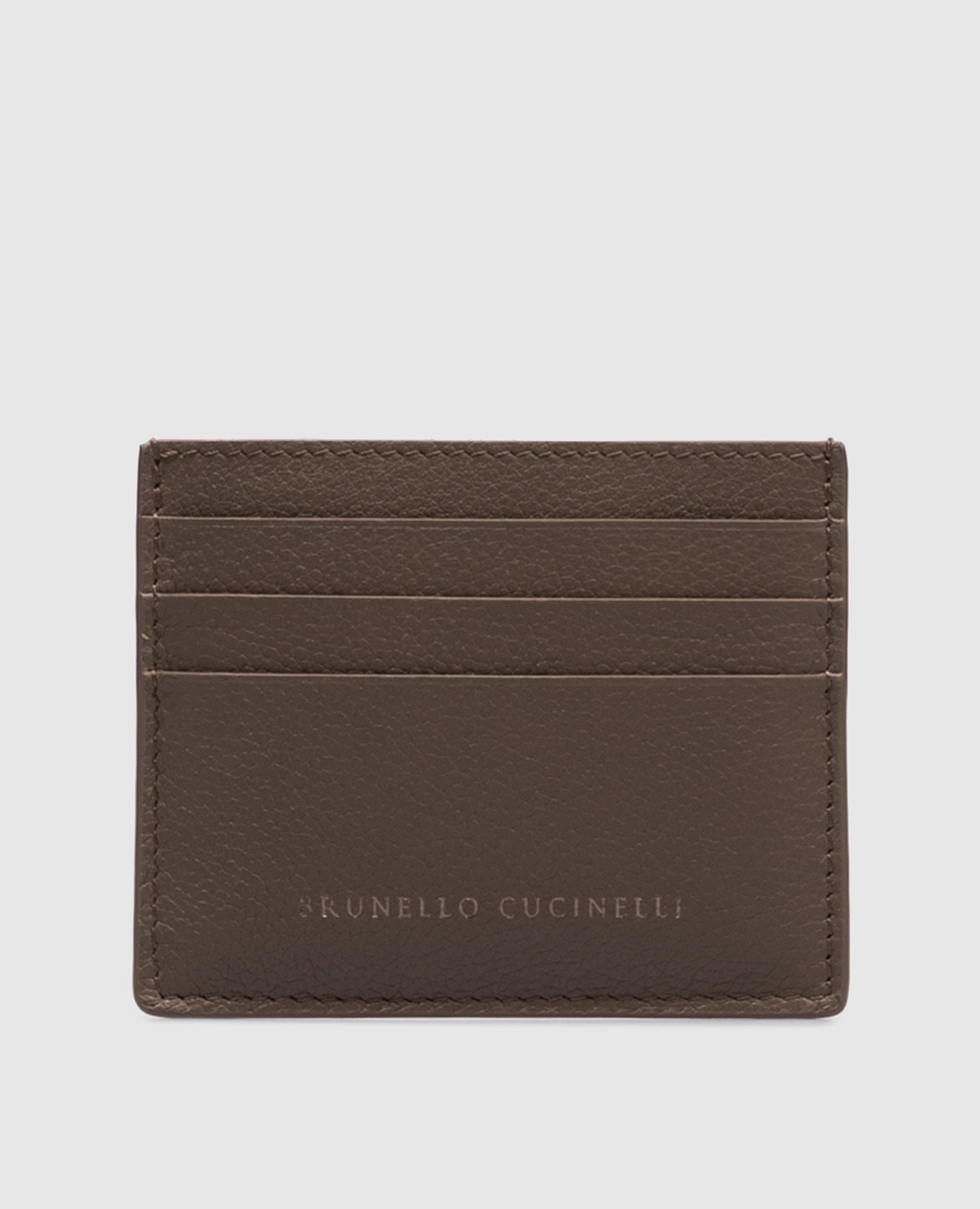 

Brown leather cardholder with logo Brunello Cucinelli