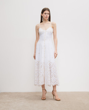 Charo Ruiz Mutti white linen dress with embroidery 244620