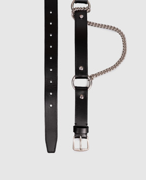 Ann Demeulemeester Dine black leather belt with chain B0013254LT128
