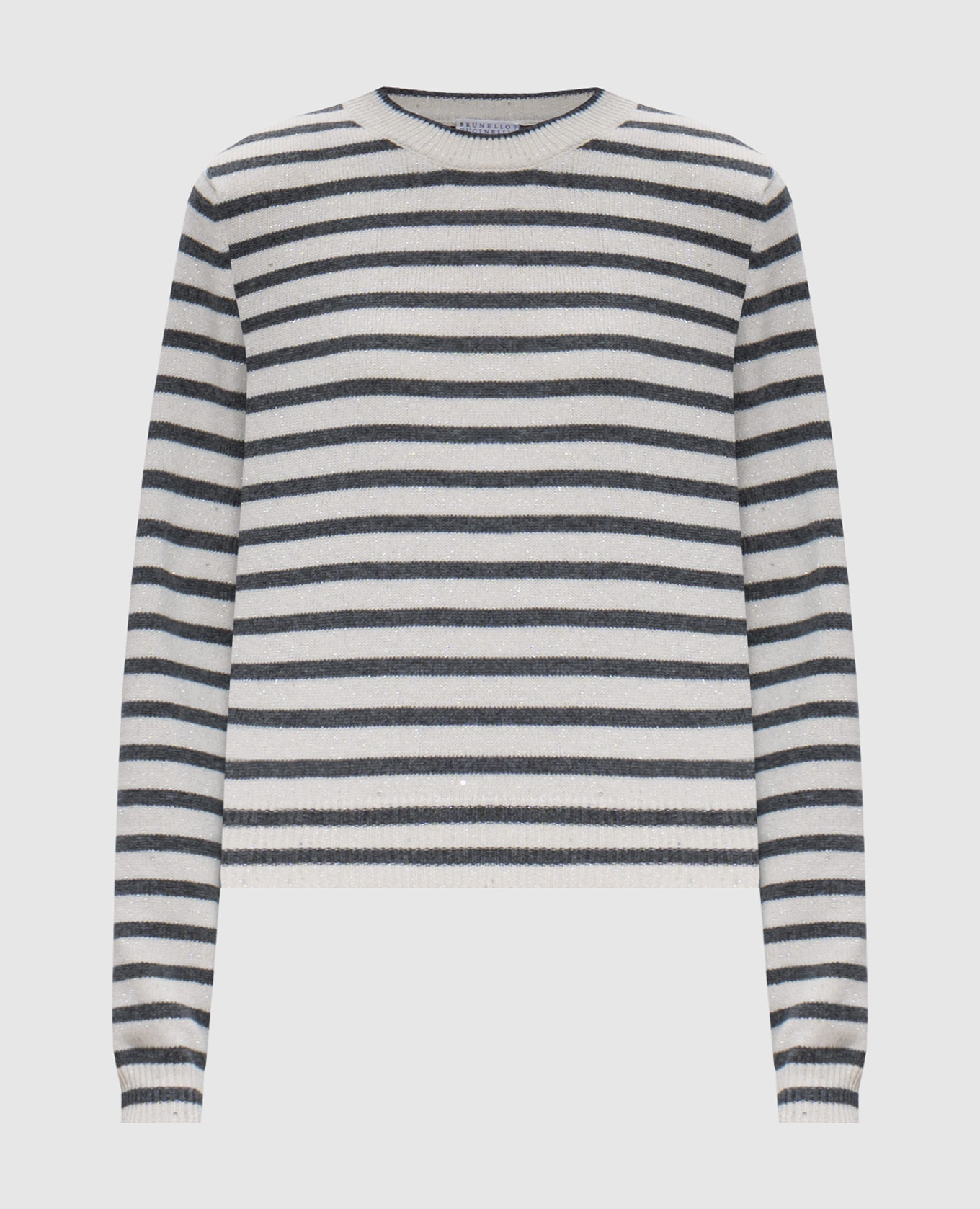 

White cashmere and wool striped jumper with lurex Brunello Cucinelli