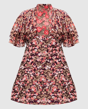 Giamba Burgundy dress with silk in a floral pattern SG5170
