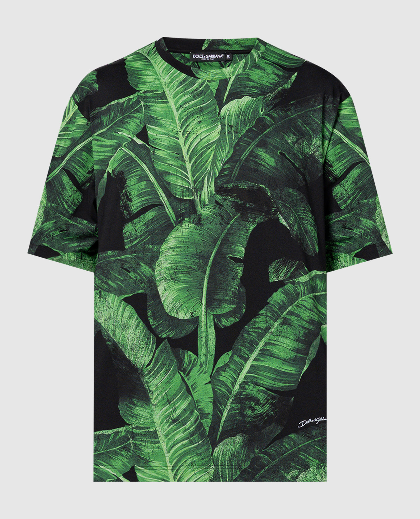 Black t-shirt with a banana tree print dolce&gabbana