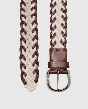 Brunello Cucinelli Beige combination belt with weaving MAUTY327P