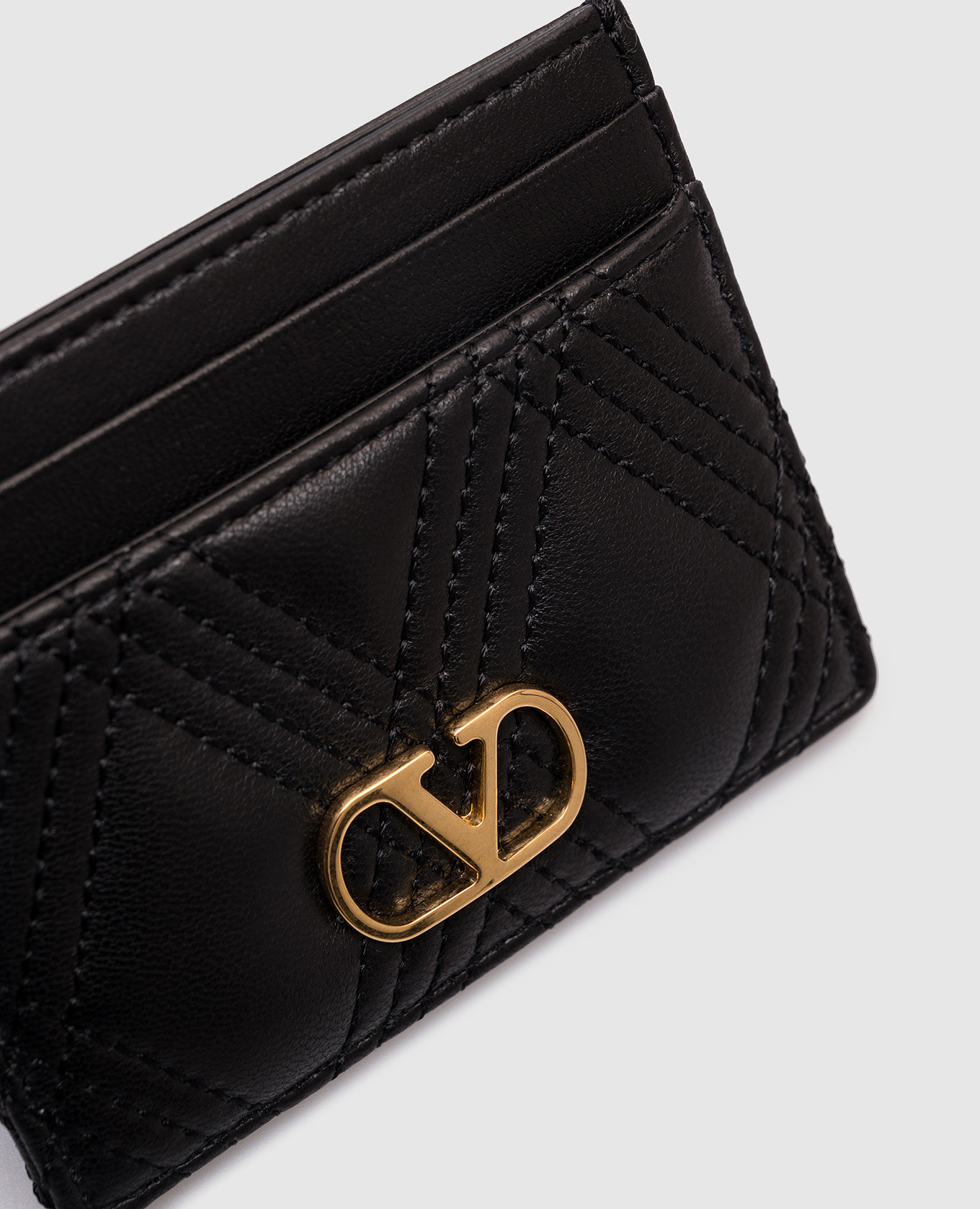 Black leather cardholder QUILTIE Valentino 3