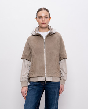MooRER TALITHA beige combination jacket with removable sleeves TALITHAURO
