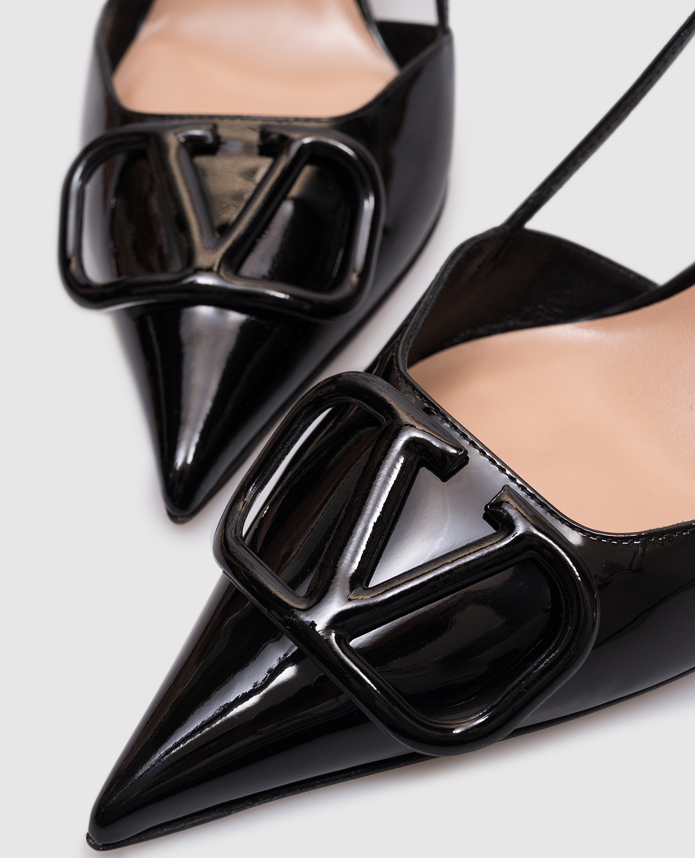 

VLogo Black Patent Leather Slingbacks Valentino
