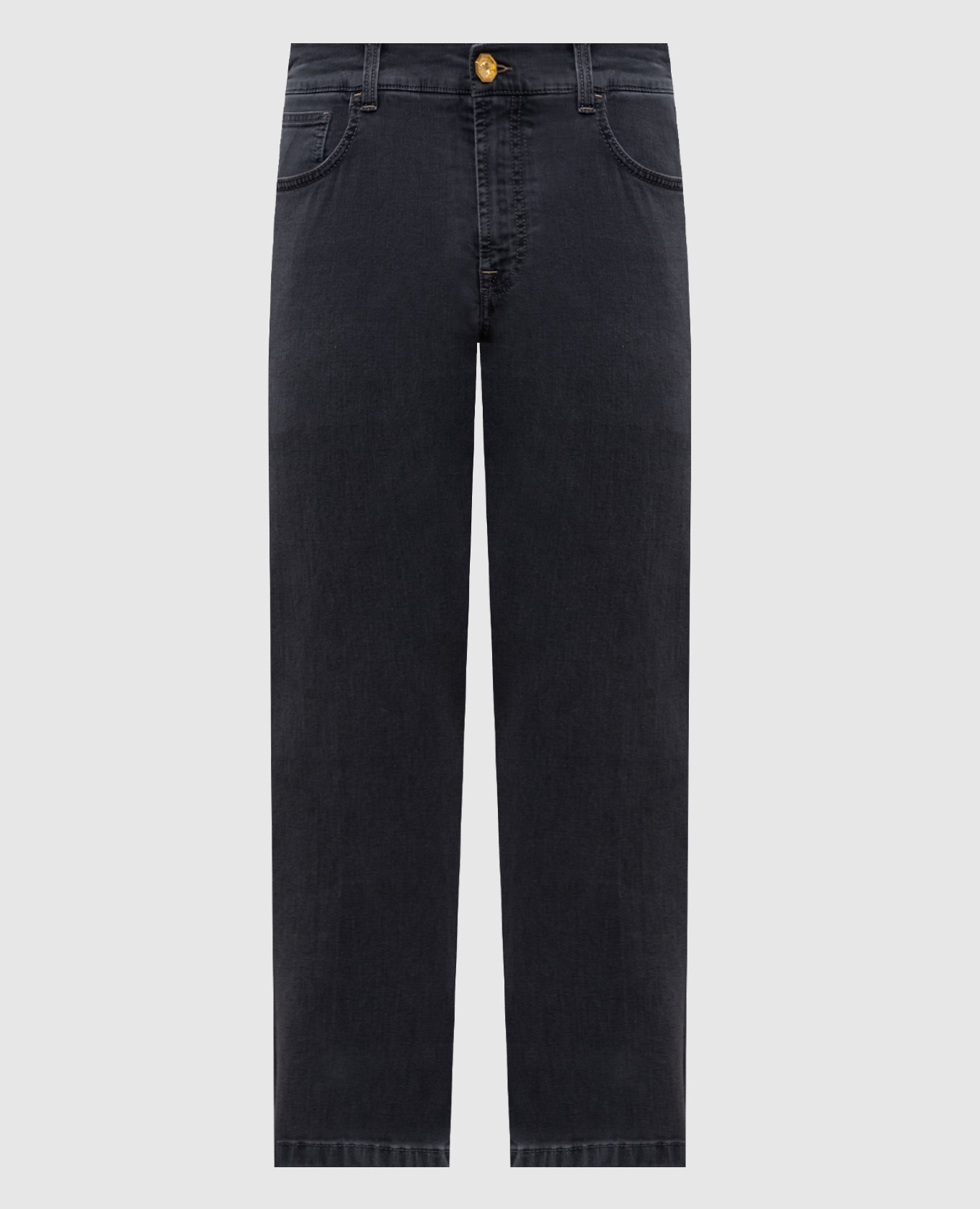 Grey jeans with embroidered logo Stefano Ricci