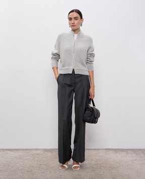 Peserico Gray wool patterned pants P0483504460