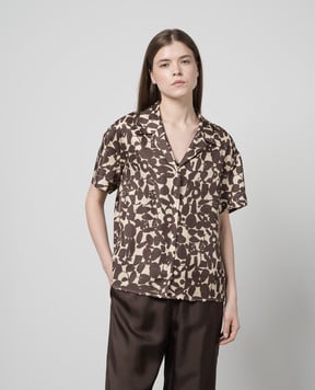 Asceno PRAGUE brown printed silk blouse T022F04C391