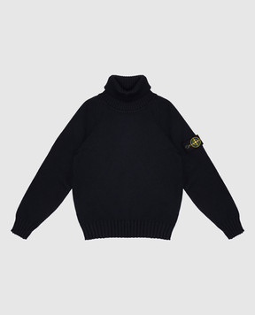 Stone Island Children's blue sweater with a logo patch 8116504A28