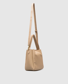Twinset Beige leather bag Forever with logo 251TD8332