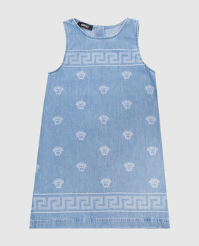Versace Children's blue denim dress with print 10184011A13070Y