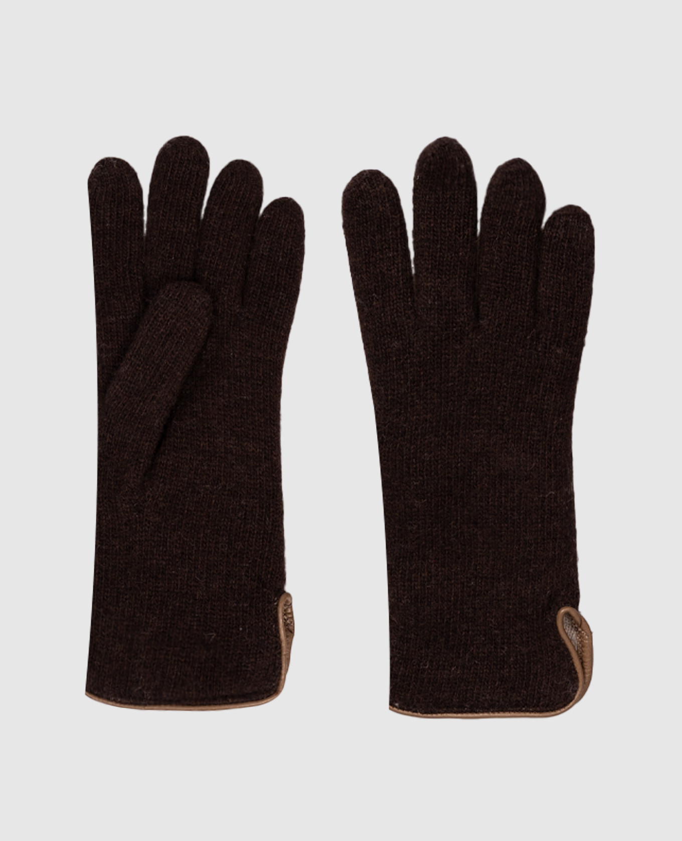 Brown wool gloves with edging Babe Pay Pls