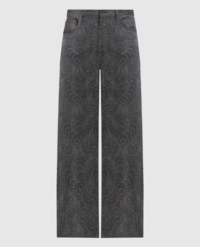 Dondup Francine gray patterned linen pants DP777FF0410DXXX