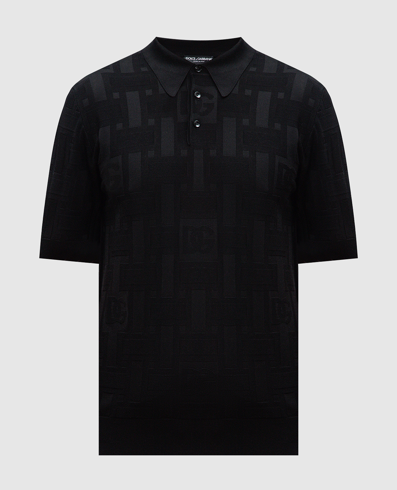 Black silk polo with a woven logo pattern Dolce&Gabbana