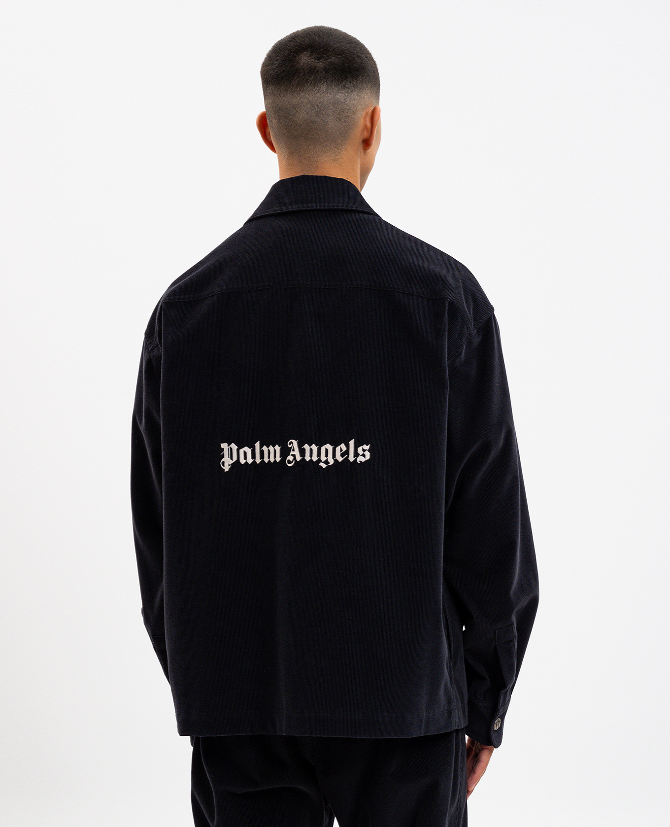 

Black corduroy shirt with logo embroidery Palm Angels