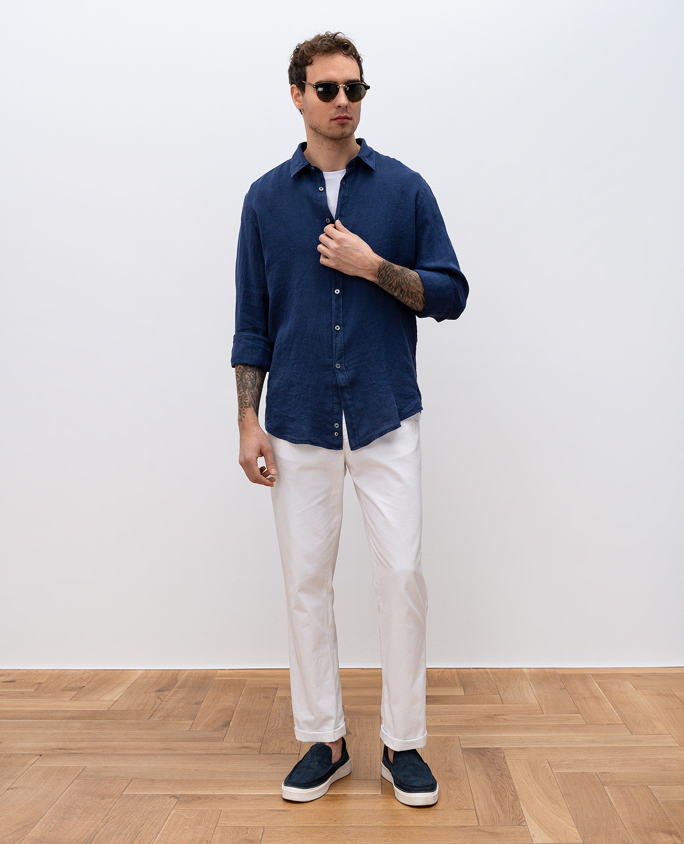 

Blue linen shirt Canali