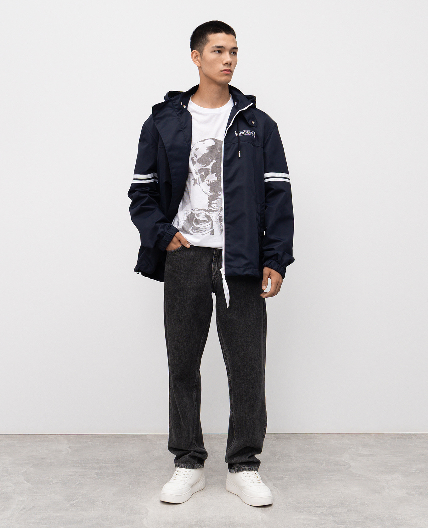 

Blue jacket with logo embroidery Alexander McQueen