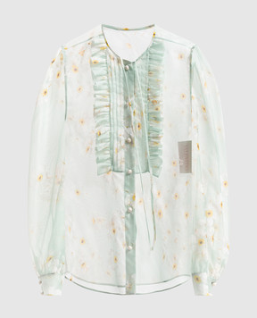 Valentino Green silk blouse with floral print 6B3AB792952