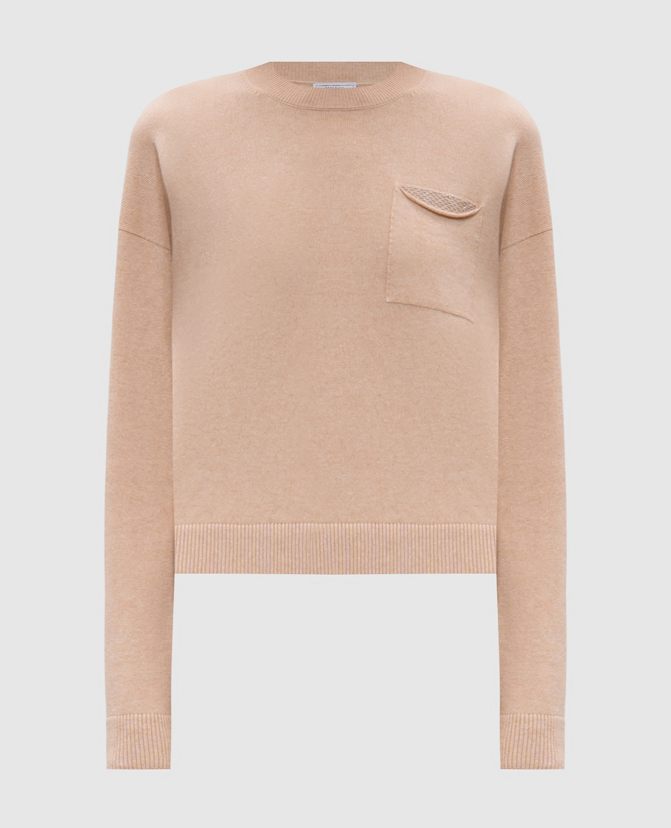 Brown wool, silk, cashmere sweater with monil chain peserico
