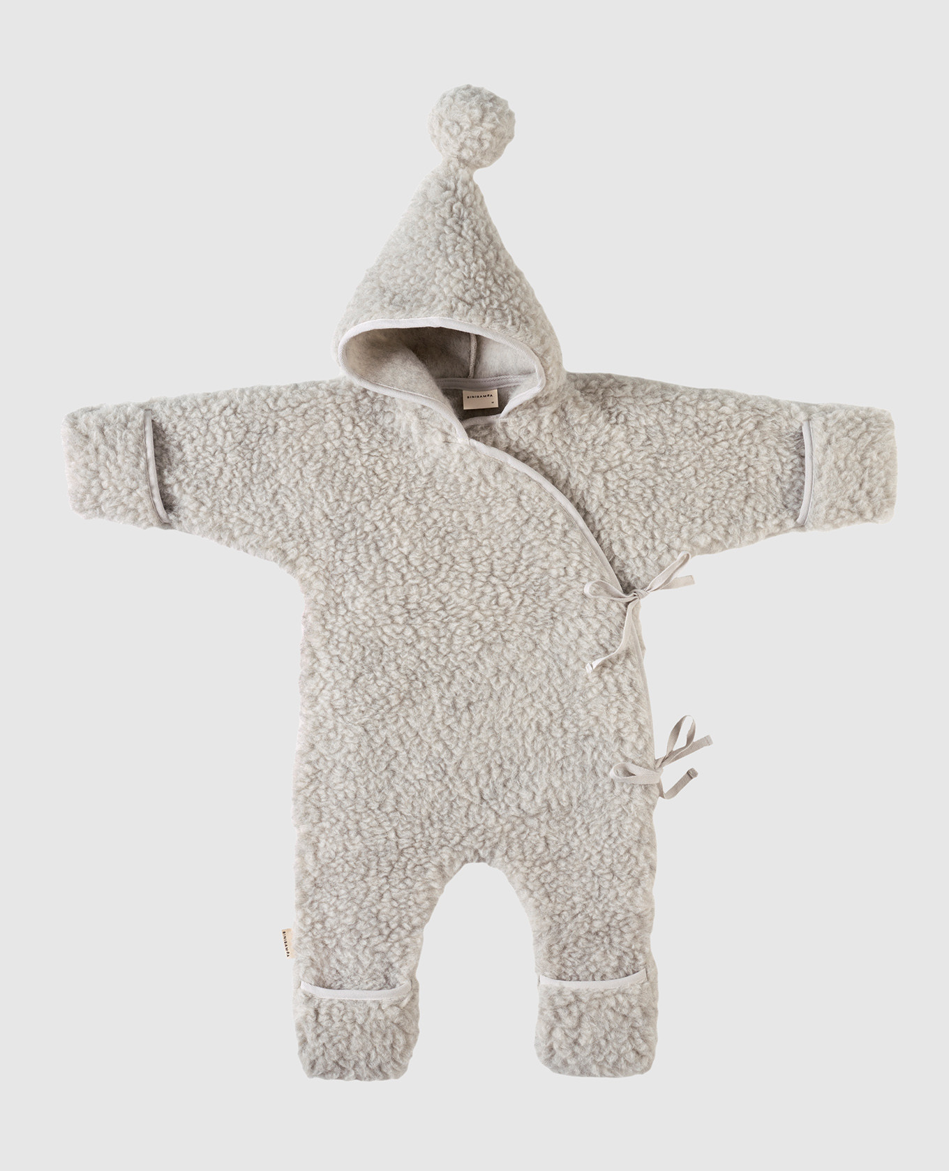 Children's gray merino wool overalls binibamba