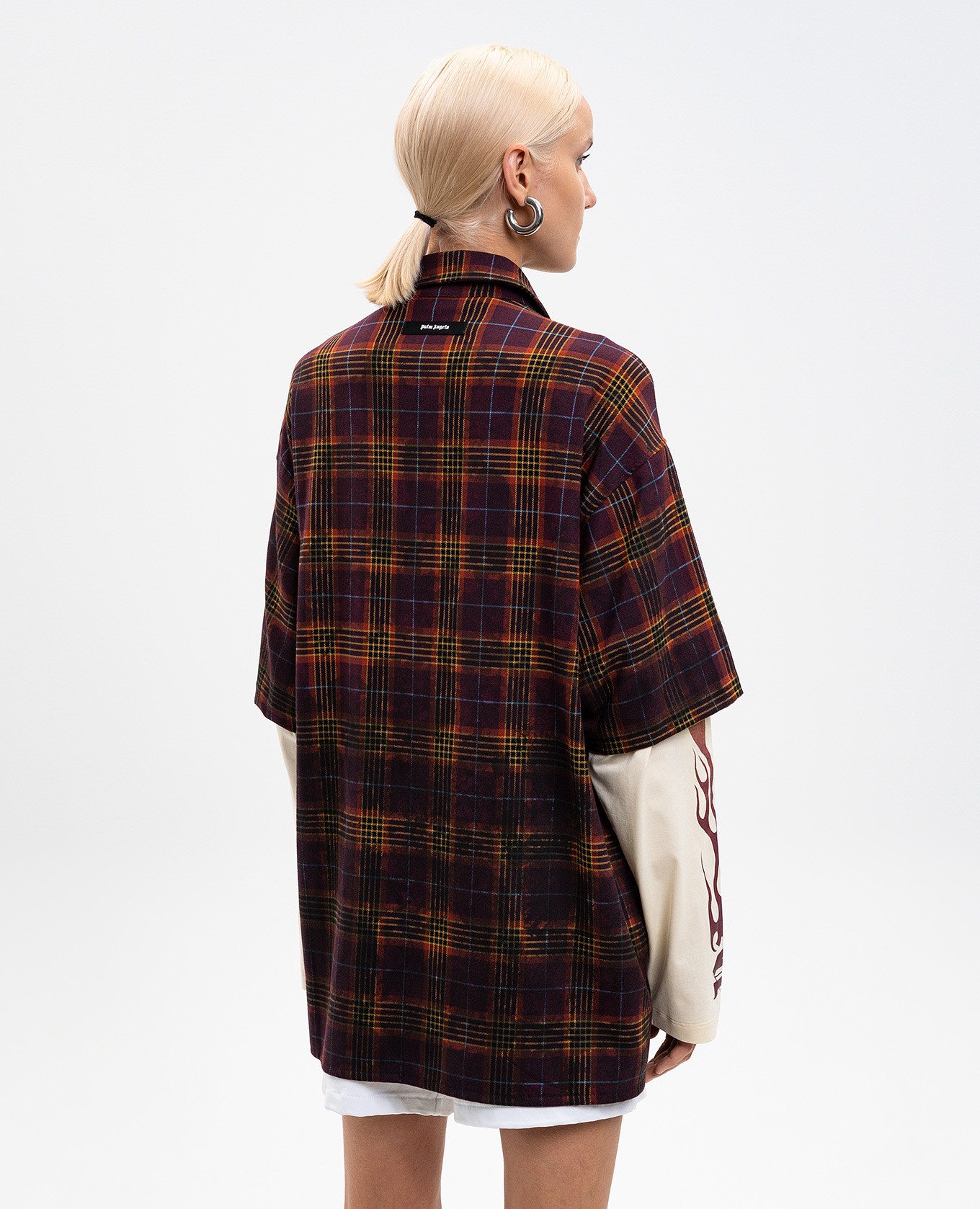Burgundy double-check shirt Palm Angels 4