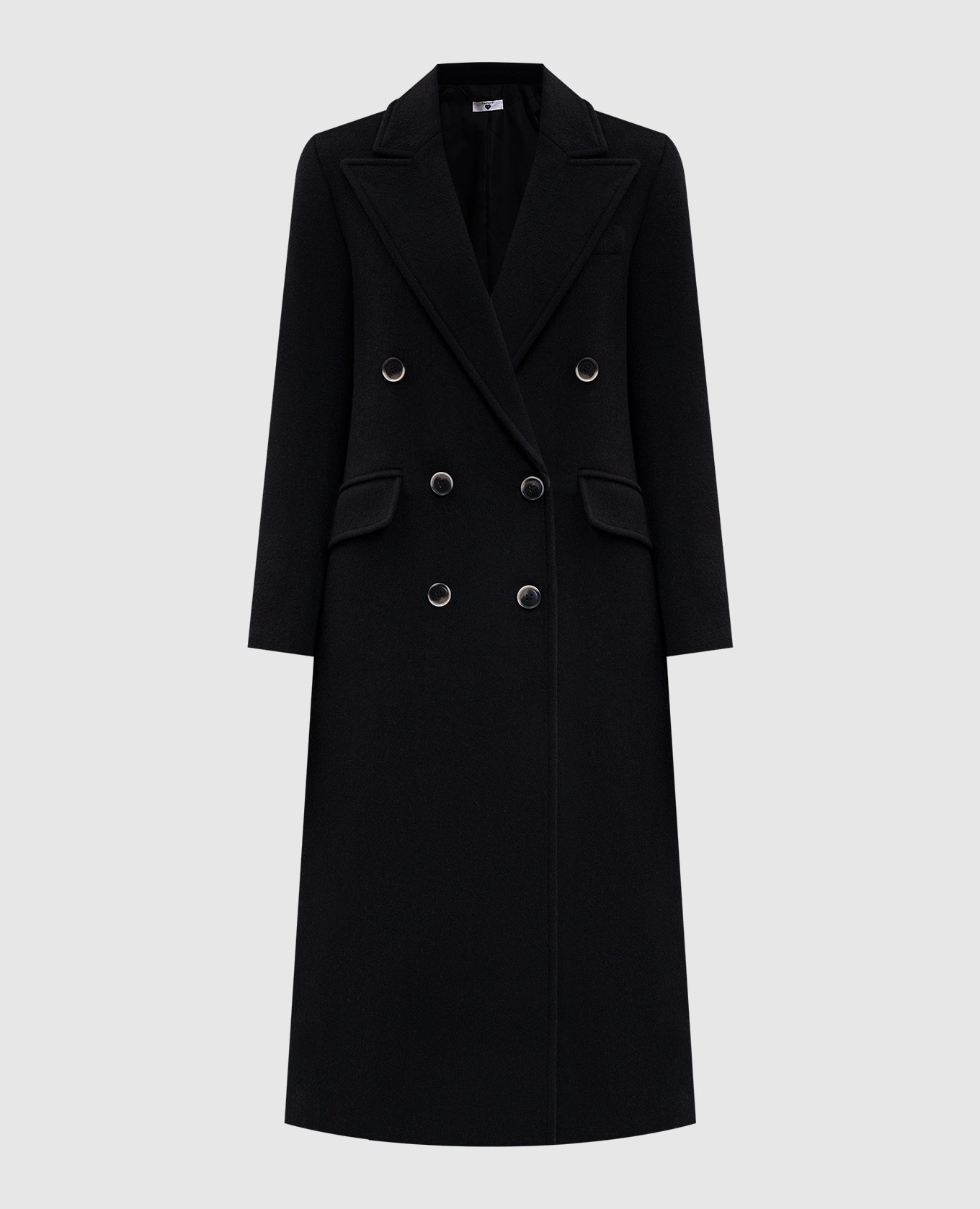 Black double-breasted coat with wool Twinset
