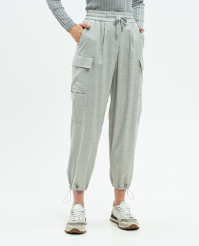 Peserico Gray cargo pants with wool A0469606461
