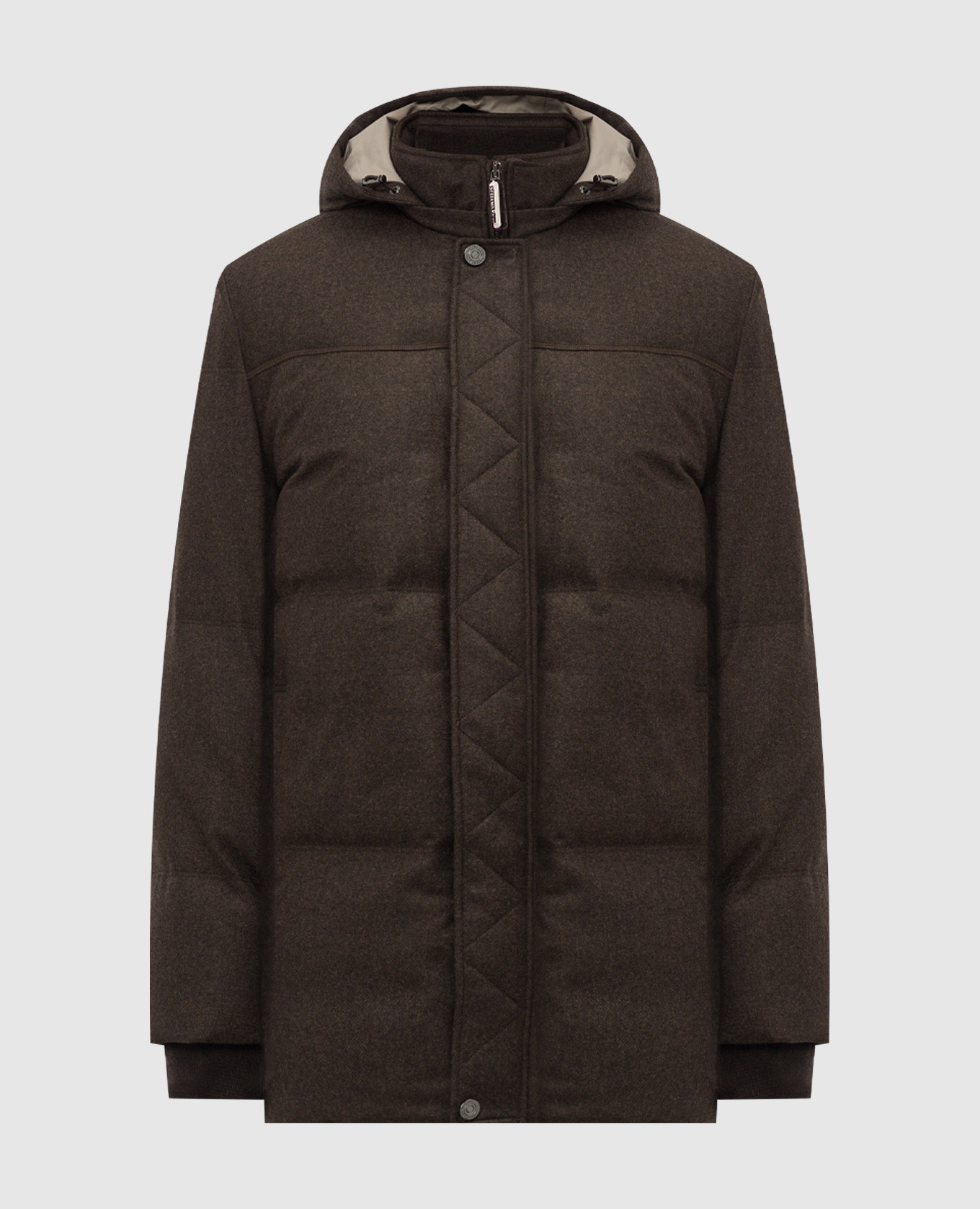 Brown down jacket made of wool and cashmere stefano ricci