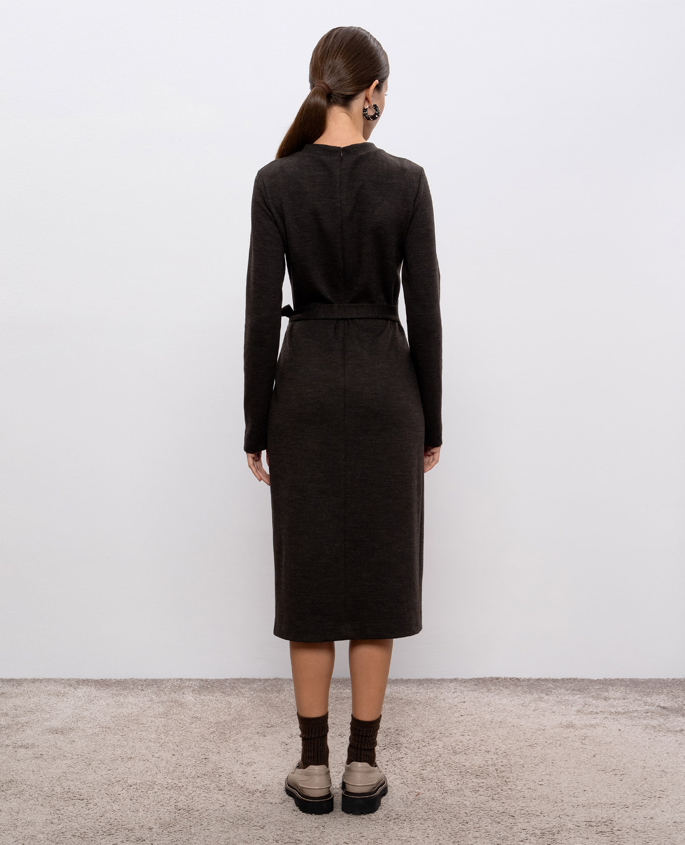 Brown midi dress with wool Peserico 4