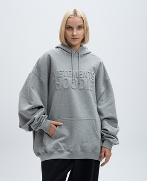 Vetements Gray melange hoodie with textured logo UA65HD370G