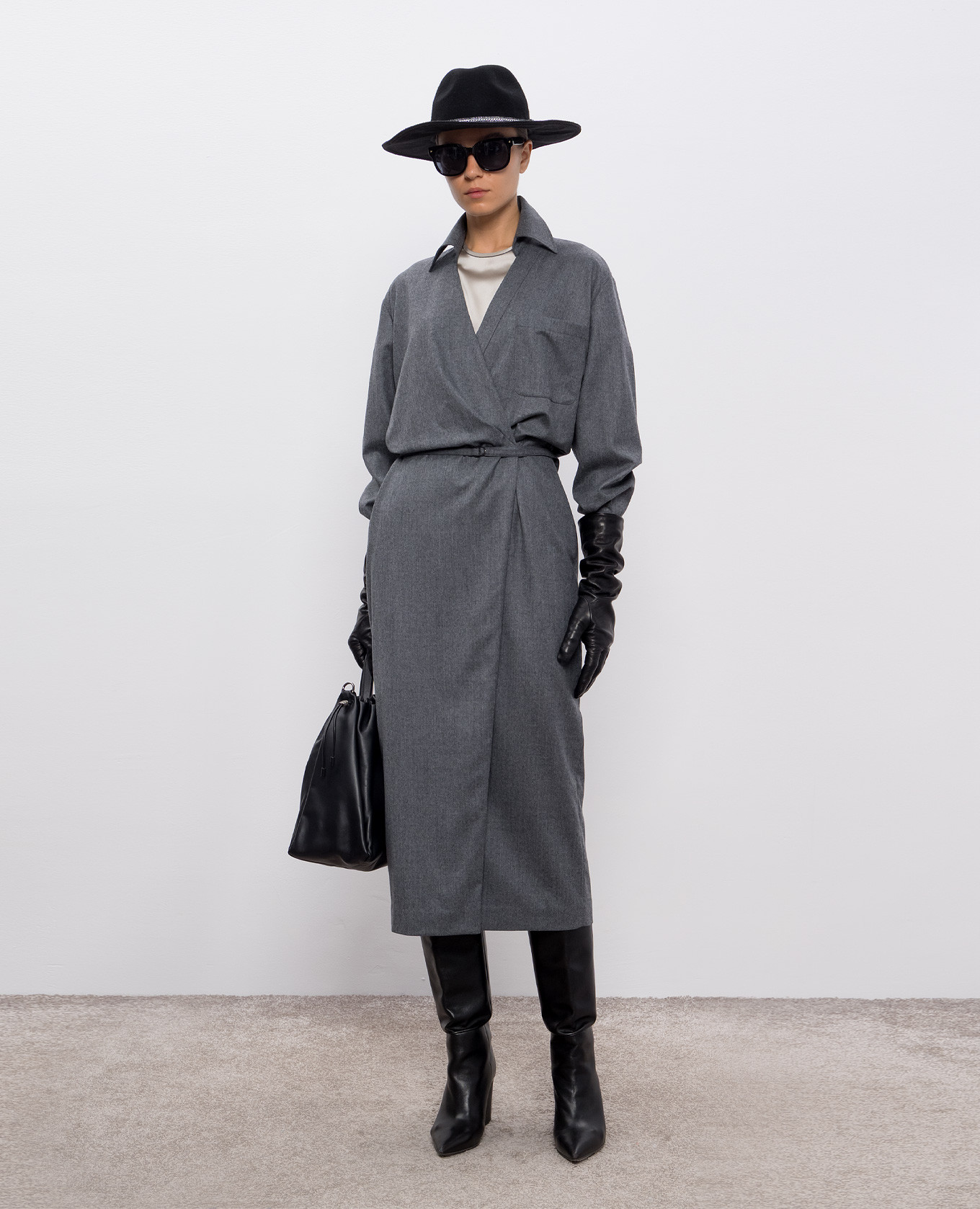 

Gray dress with a smell Brunello Cucinelli, Grey
