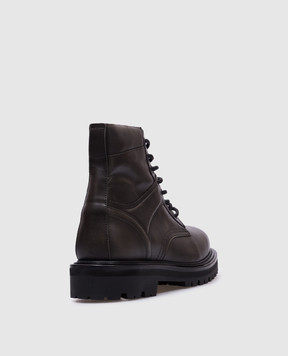 Juun.j Brown leather boots with logo JC49K1P015