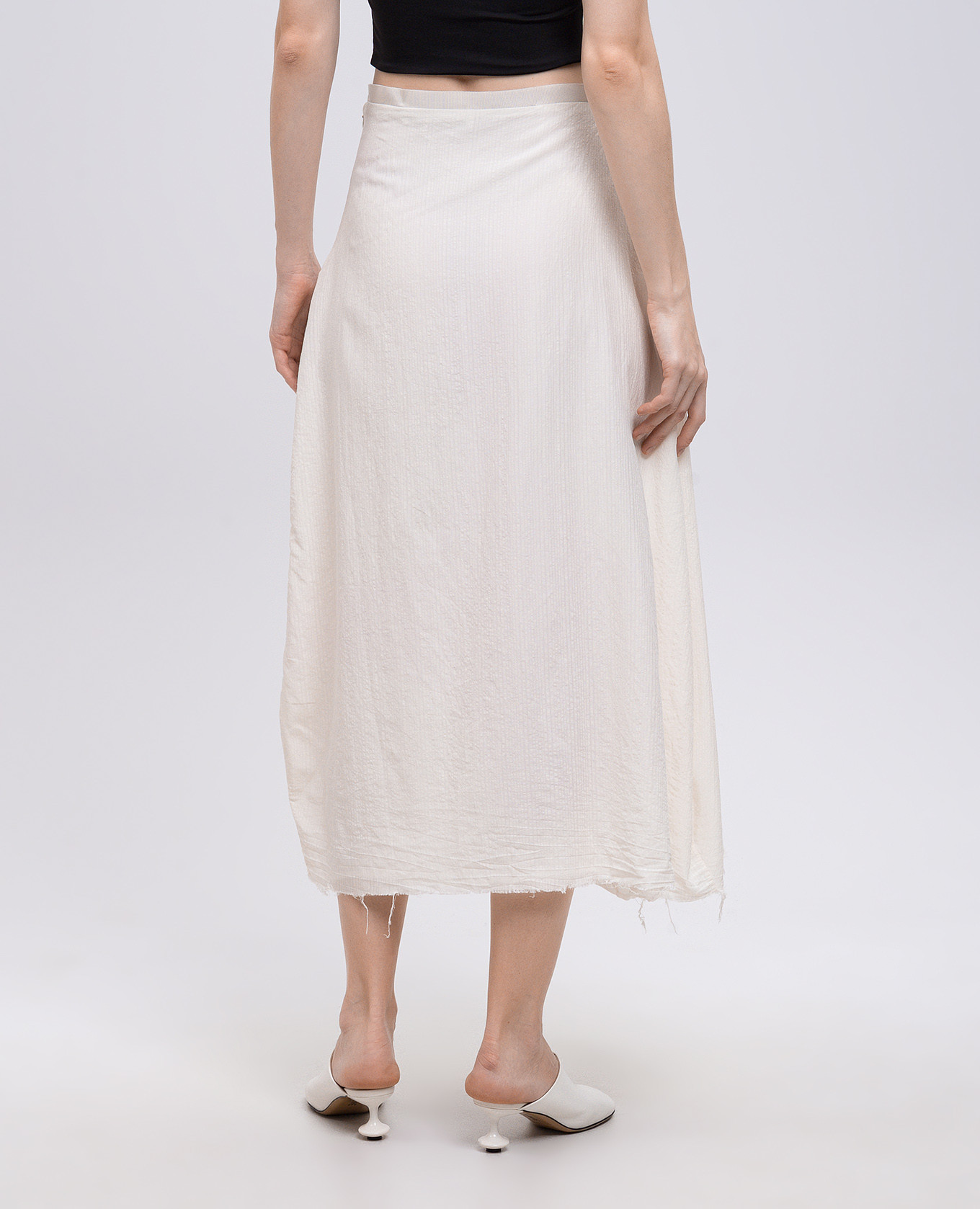 Beige midi skirt with bamboo and linen Marc Le Bihan 4