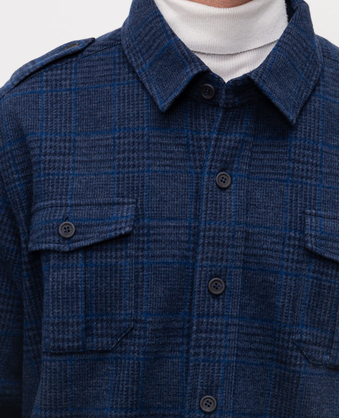

Blue wool shirt with a pattern Sease