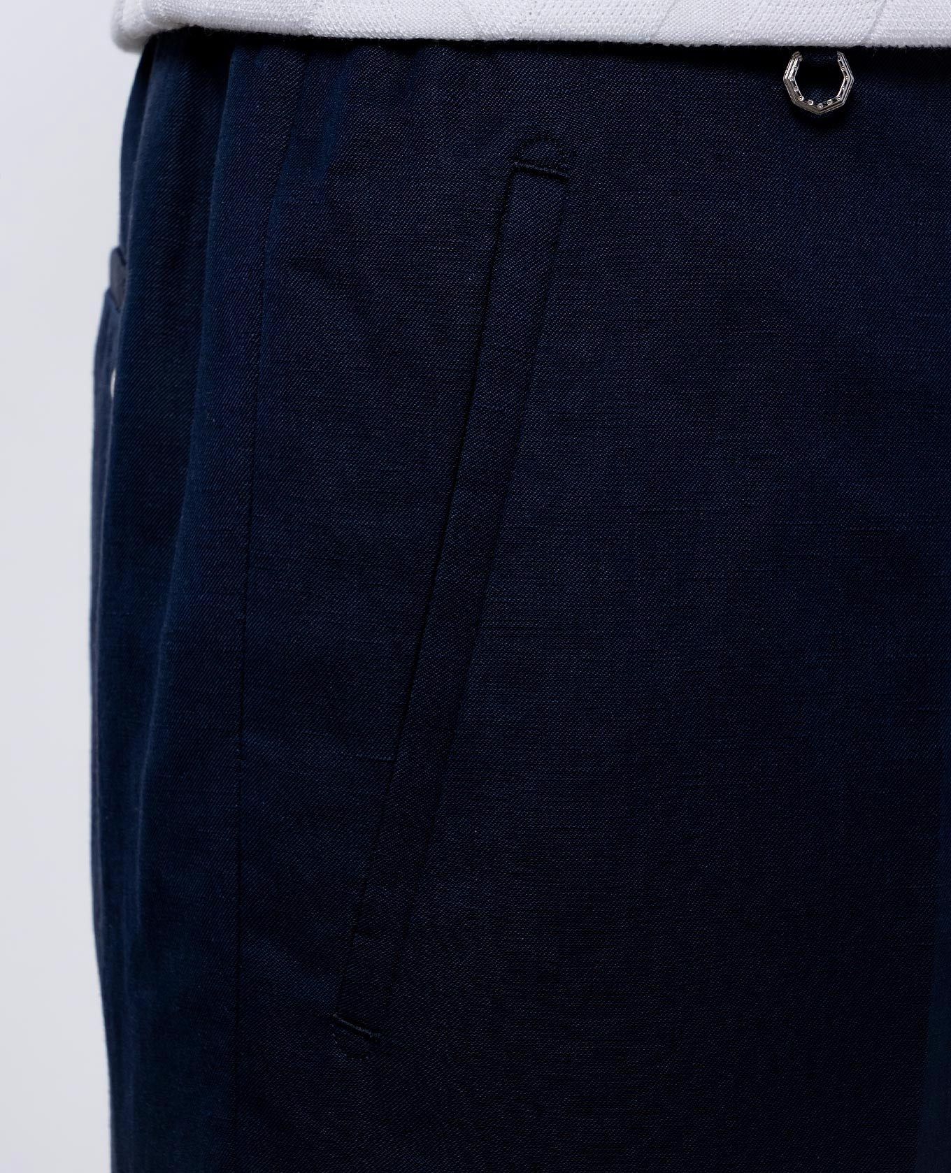 

Blue linen and silk shorts with metal logo emblem Stefano Ricci