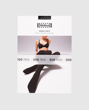 Wolford Set of black Merino tights 200 Den with wool 11336
