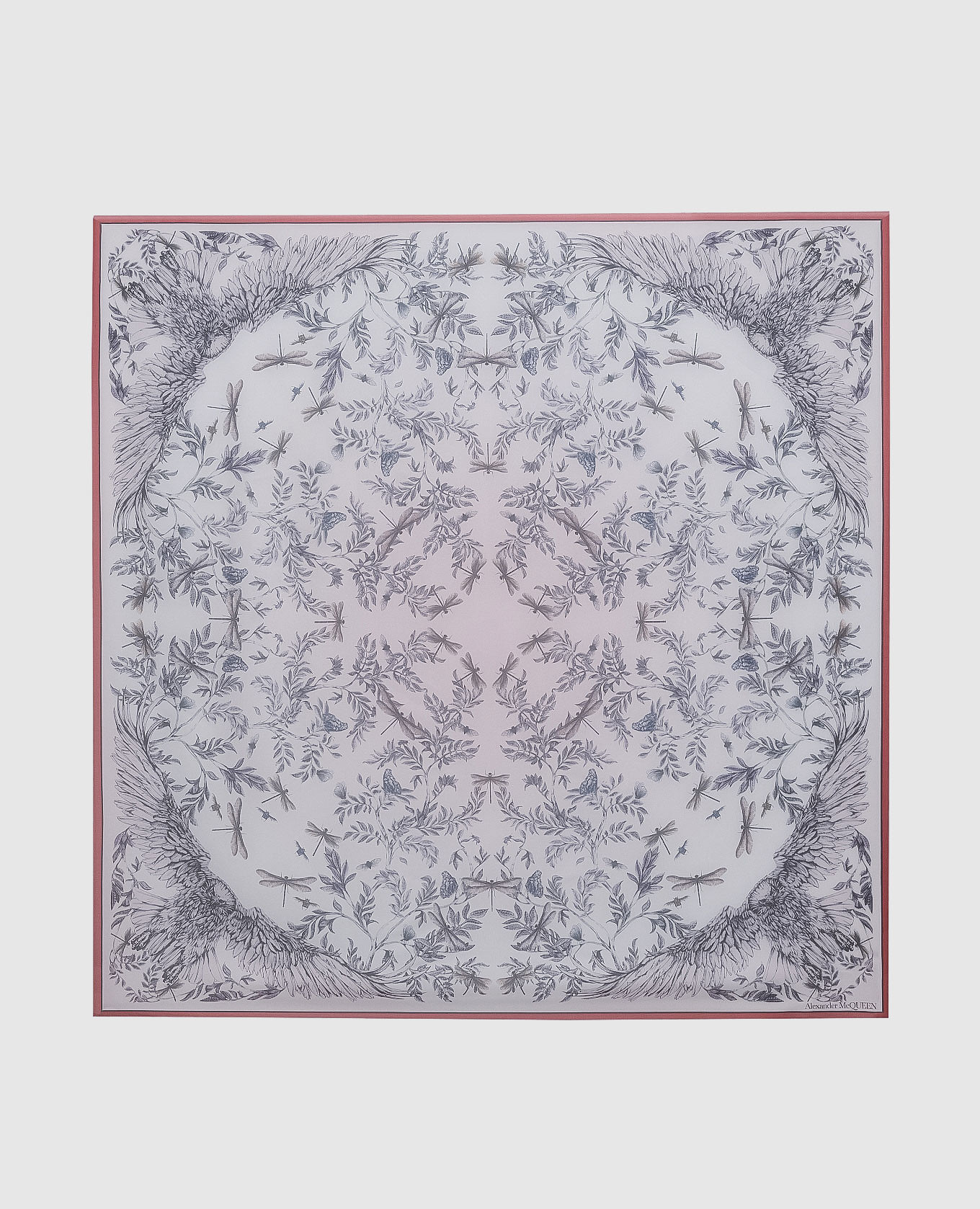 

Pink silk scarf with floral print Alexander McQueen