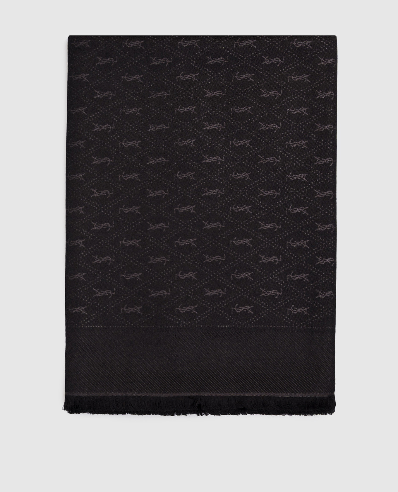 

Gray wool and silk scarf with monogram logo pattern Saint Laurent, Grey