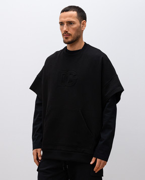 Dolce&Gabbana Black sweatshirt with textured logo monogram G9BNCZG7O2S