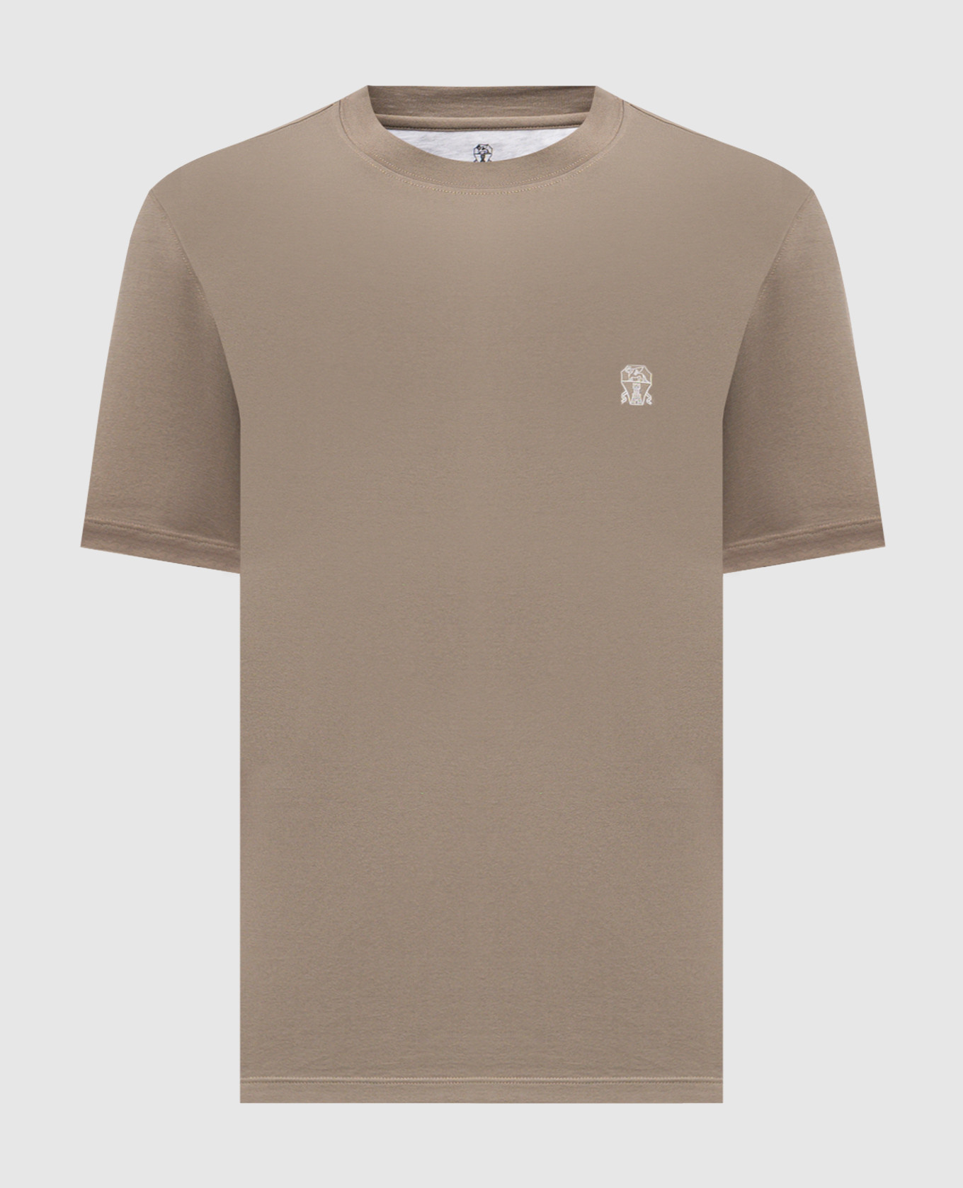 

Khaki T-shirt with logo emblem print Brunello Cucinelli
