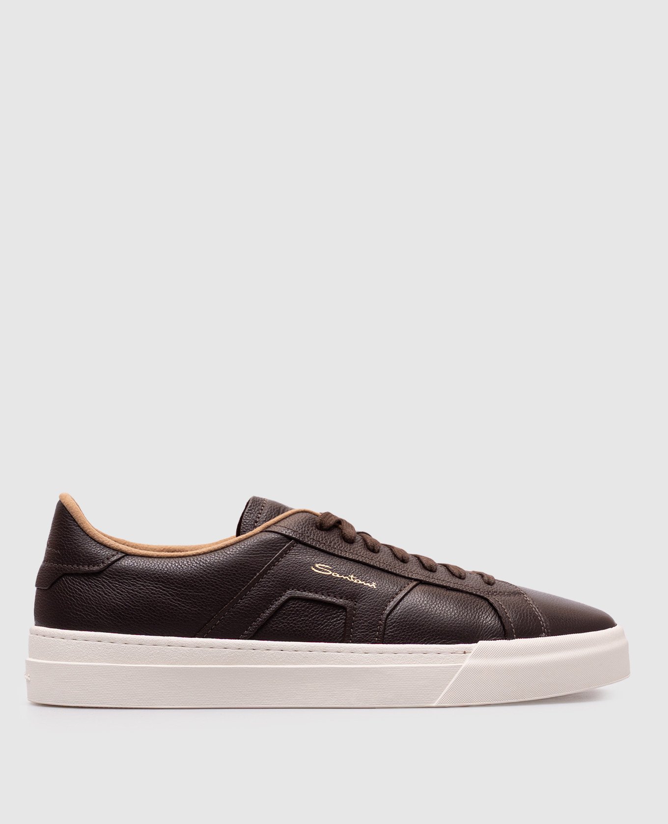 

Brown leather sneakers with logo Santoni