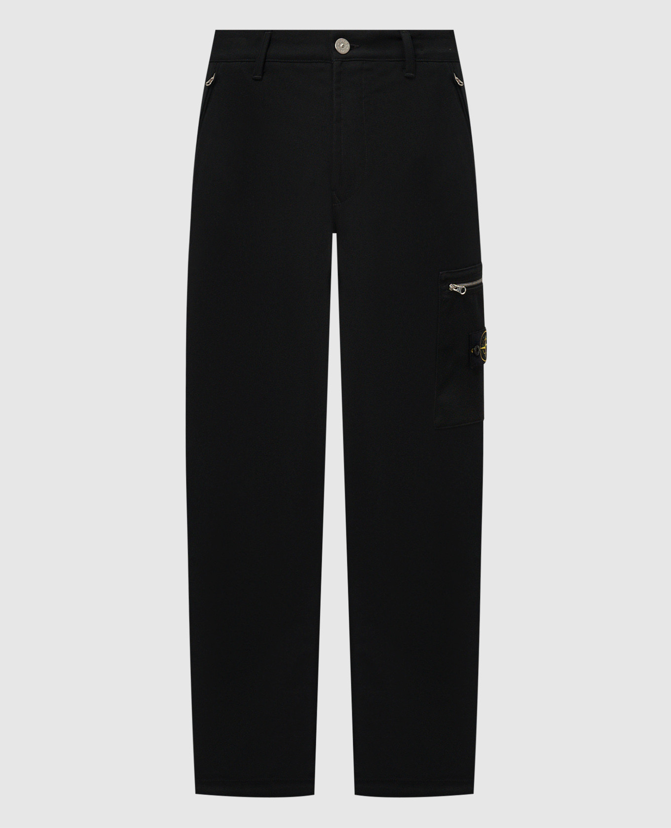 

Black cargo pants with removable embroidered logo patch Stone Island