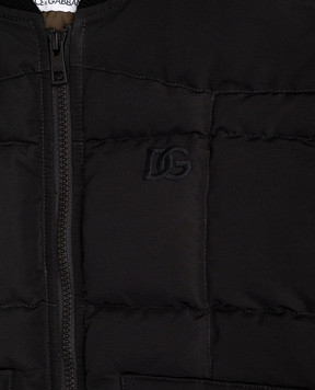 Dolce&Gabbana Children's black down jacket with DG logo monogram embroidery L42B90HUMVT