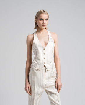 Tom Ford White striped wool and silk waistcoat WA0024FAX1158