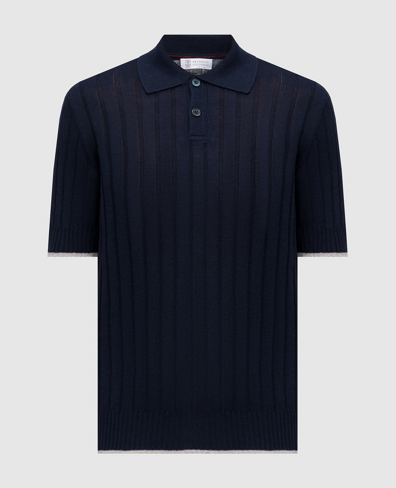

Blue polo with linen Brunello Cucinelli