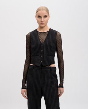 WARDROBE.NYC Black striped wool vest W1055F24PS